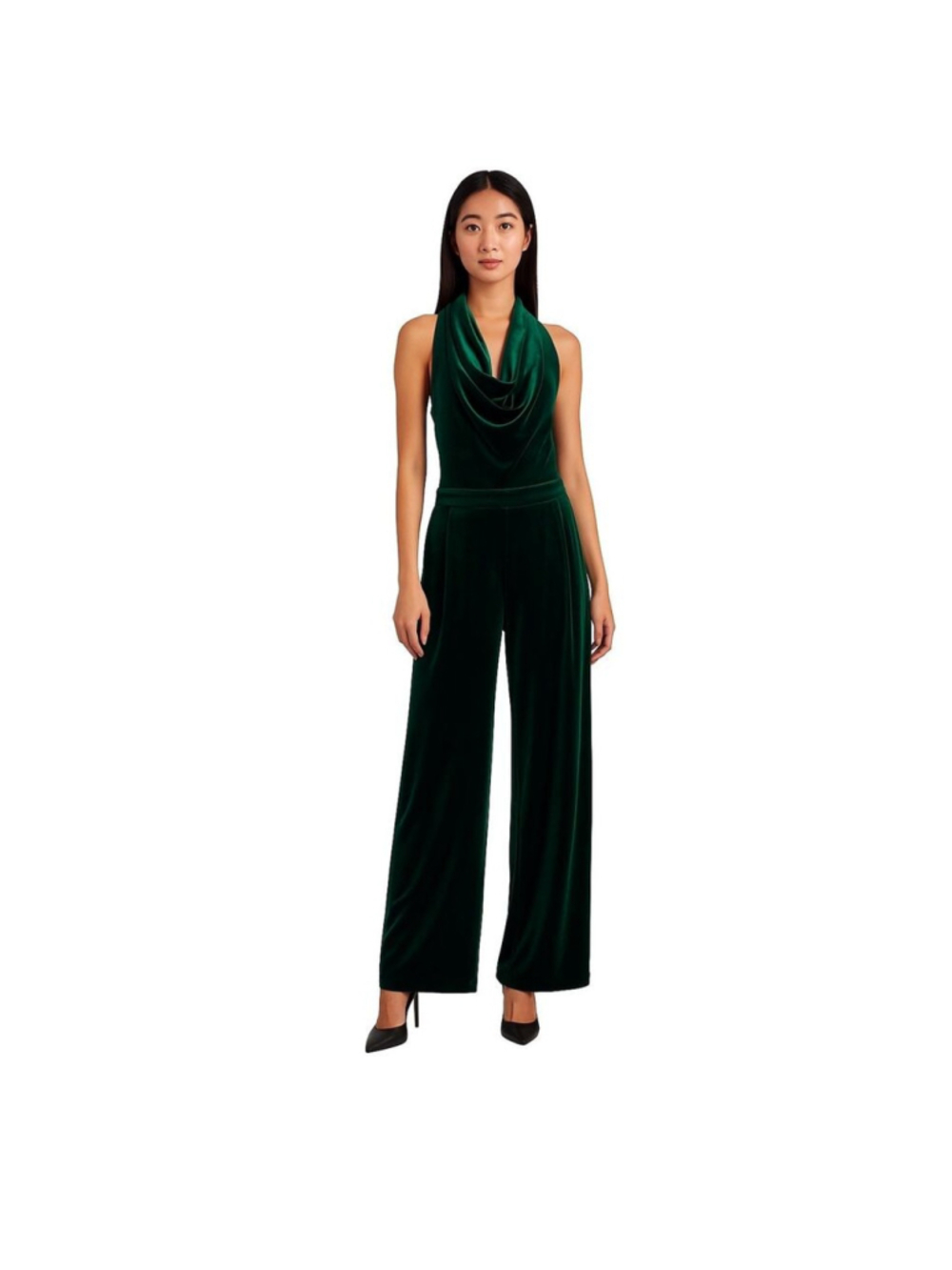 Skies Are Blue Hunter Green Velvet Sleeveless Jumpsuit XS NWT